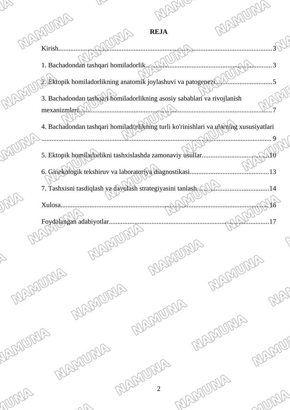 Bachadondan tashqari homiladorlik. Sabablari. Bachadondan tashqari homiladorlik turlari. Tashxislash va tekshirish usullari. — mustaqil ish, 2-varaq
