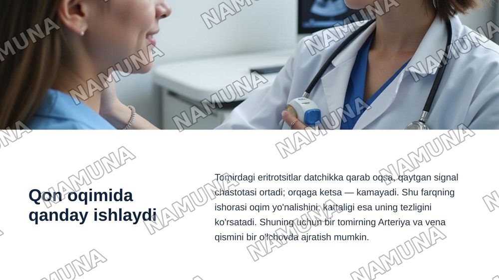 Dopler effekti.Qon oqimi tezligini aniqlash — zamonaviy taqdimot, 8-slayd