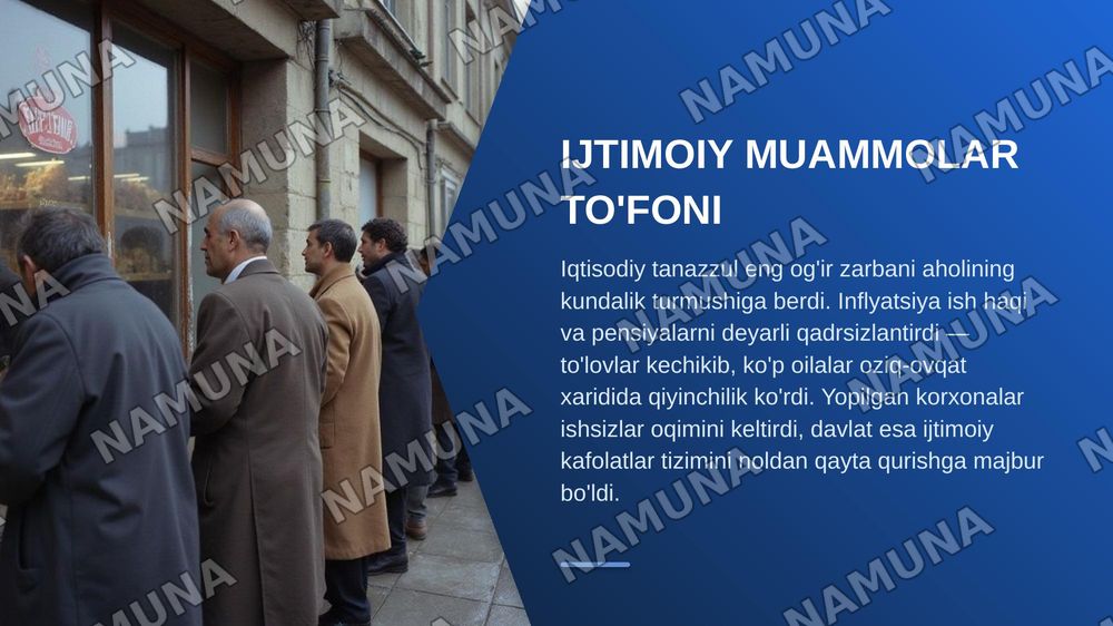 Mustaqillik e'lon qilinganda so'ng taraqqiyotning dastlabki bosqichidagi muammolar — zamonaviy taqdimot, 6-slayd