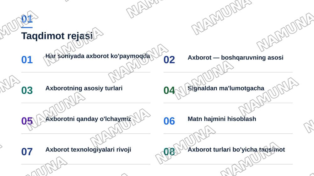 axborot va uning asosiy turlari — zamonaviy taqdimot, 2-slayd