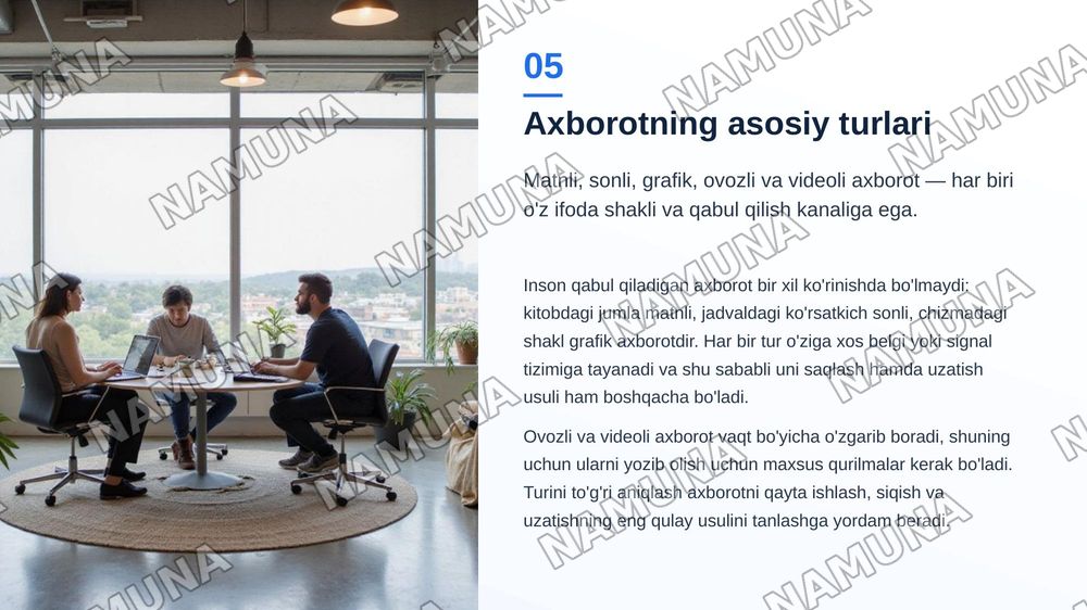 axborot va uning asosiy turlari — zamonaviy taqdimot, 6-slayd