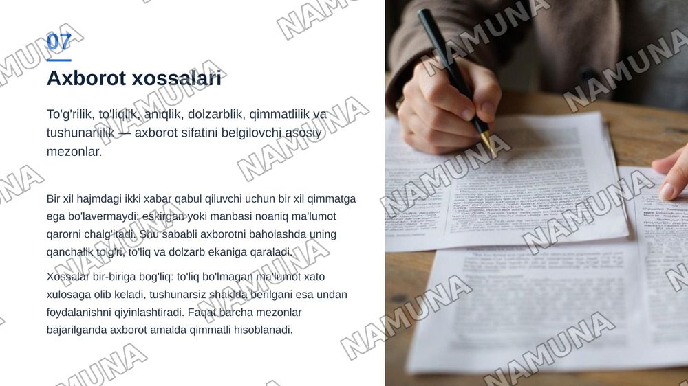 axborot va uning asosiy turlari — zamonaviy taqdimot, 8-slayd