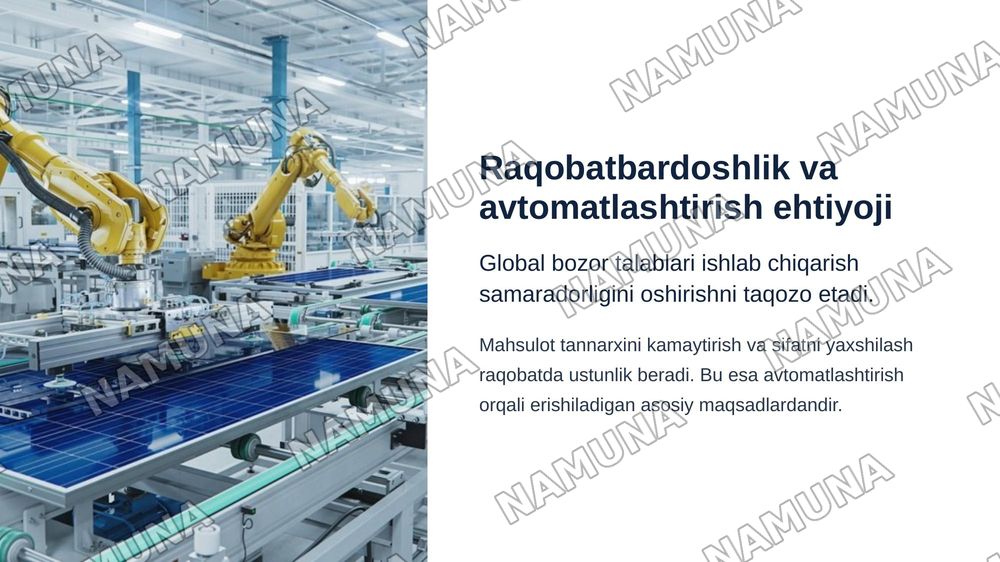 Ishlab chiqarish jarayonlarini avtomatlashtirishning tannarxga ta’siri. — zamonaviy taqdimot, 3-slayd