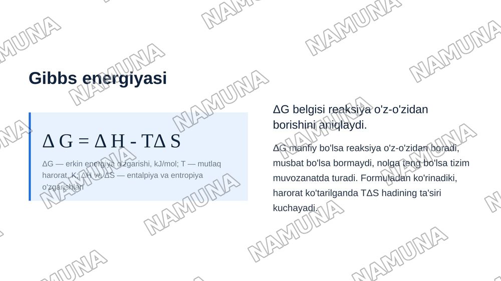 Kimyoviy termodinamika — zamonaviy taqdimot, 8-slayd