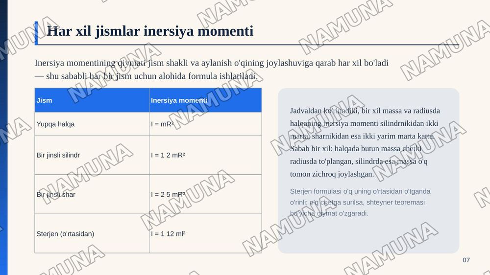 Qattq jismlarning aylanma harakati — zamonaviy taqdimot, 8-slayd