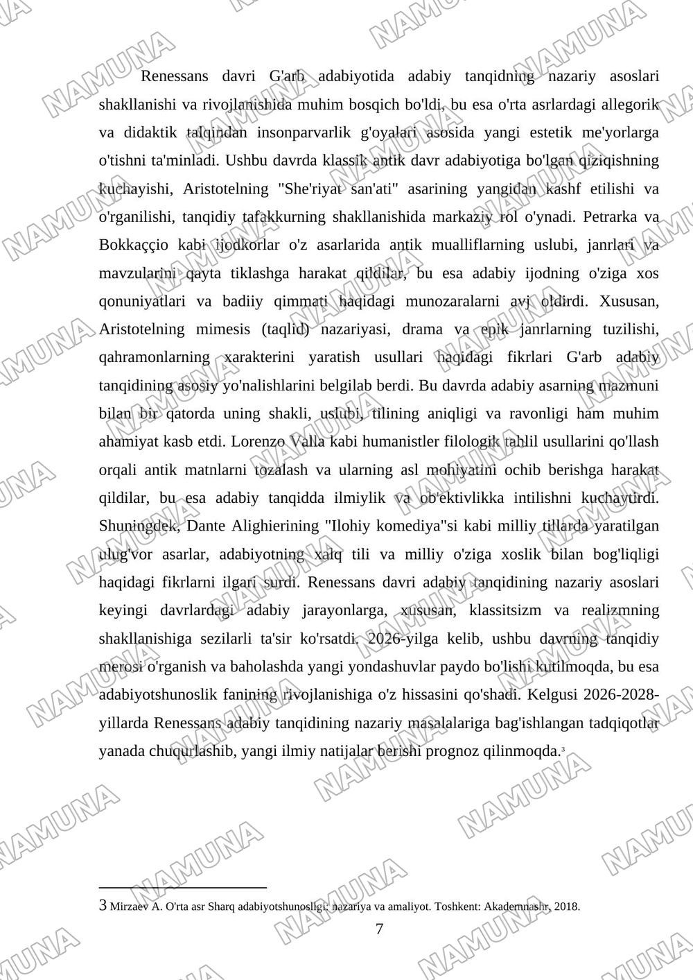 G'arb mumtoz adabiyotida adabiy tanqidiy fikrlar tarqqiyoti — mustaqil ish, 7-varaq