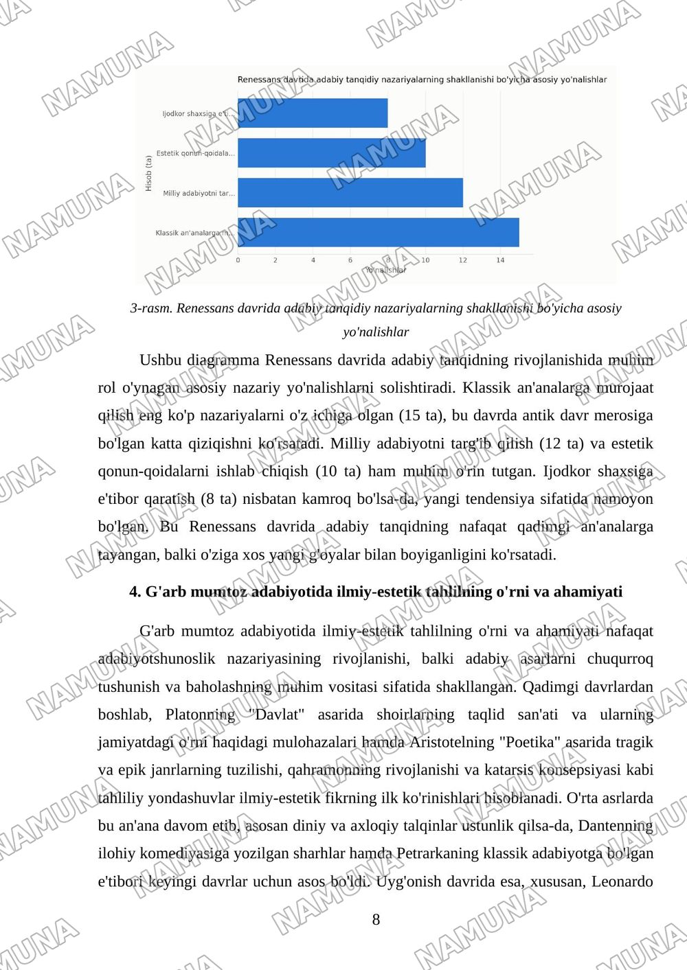 G'arb mumtoz adabiyotida adabiy tanqidiy fikrlar tarqqiyoti — mustaqil ish, 8-varaq