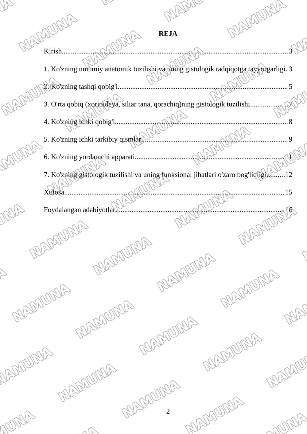Ko'zning gistologik tuzilishi — mustaqil ish, 2-varaq