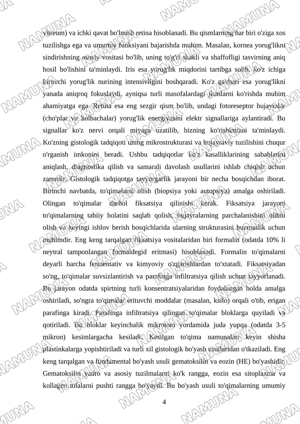 Ko'zning gistologik tuzilishi — mustaqil ish, 4-varaq