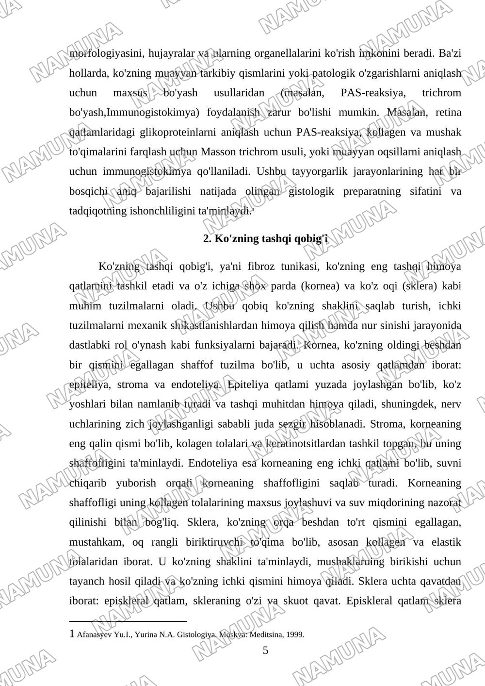 Ko'zning gistologik tuzilishi — mustaqil ish, 5-varaq