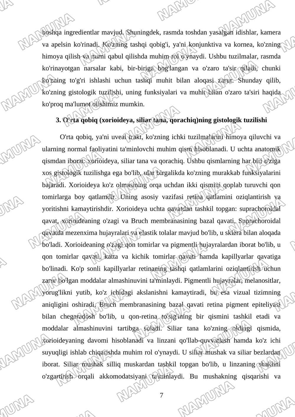 Ko'zning gistologik tuzilishi — mustaqil ish, 7-varaq