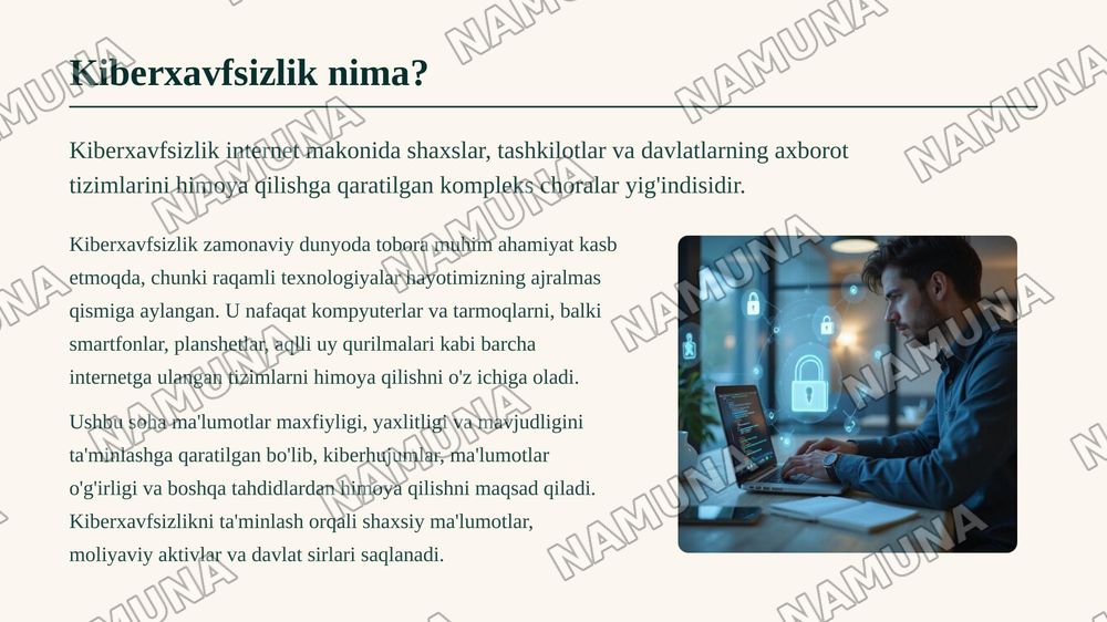 Internetda kiberxavfsizlik, shaxsiy ma'lumotlarni himoyalash va axborot gigiyenasi — zamonaviy taqdimot, 3-slayd