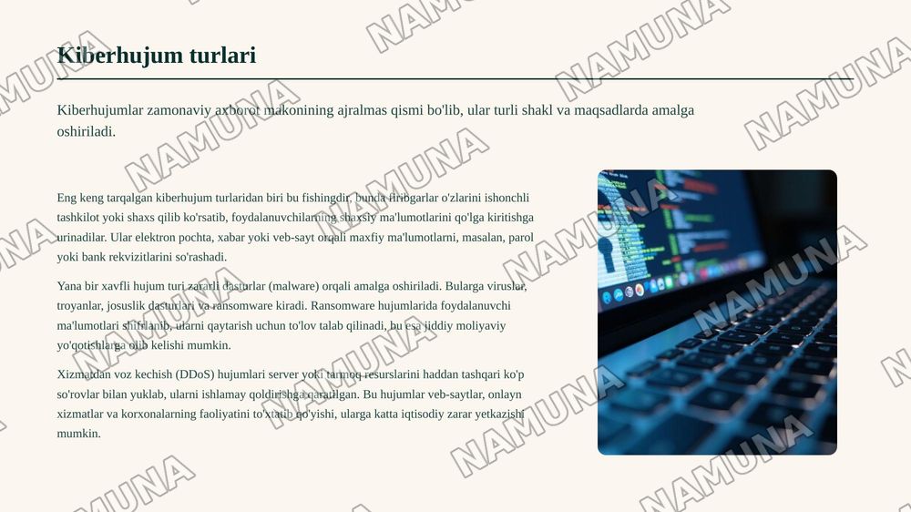 Internetda kiberxavfsizlik, shaxsiy ma'lumotlarni himoyalash va axborot gigiyenasi — zamonaviy taqdimot, 4-slayd