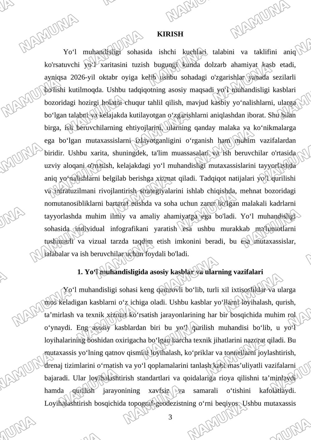 Yoʻl muhandisligi kasblari va ish beruvchilar xaritasi - individual infografika. — mustaqil ish, 3-varaq