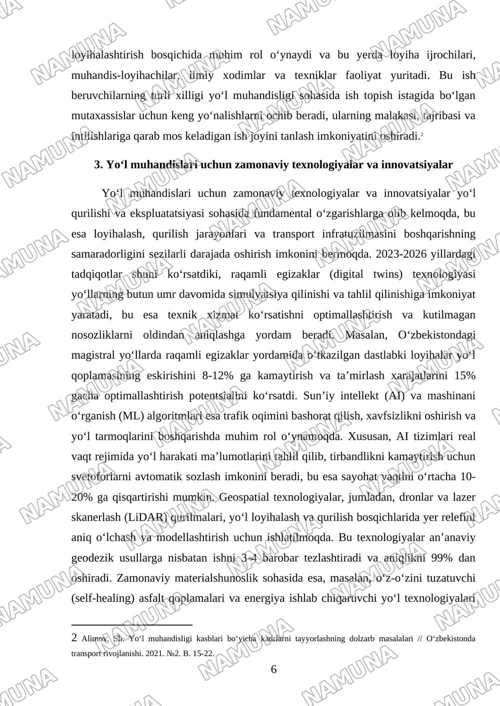 Yoʻl muhandisligi kasblari va ish beruvchilar xaritasi - individual infografika. — mustaqil ish, 6-varaq