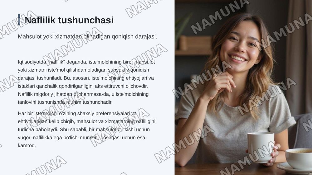 Istemolchilarning hatti-harakati
1.Befarqlik egri chizig'i
2.Normativ va positiv tahlil
3.Umumiy naflilik va chekli naflilik — zamonaviy taqdimot, 5-slayd