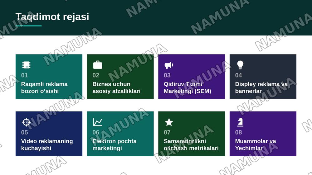Internet reklamalarning biznes sohasida qoʻllaniladigan asosiy turlari — zamonaviy taqdimot, 2-slayd