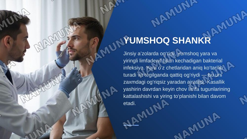 Yumshoq shankr. Venerik limfogranulema. Donovanoz.  Zaxmning yomon sifatli kechishi haqida tushuncha. Patogenezi, klinik namoyon bo‘lishining o‘ziga xosligi — zamonaviy taqdimot, 6-slayd