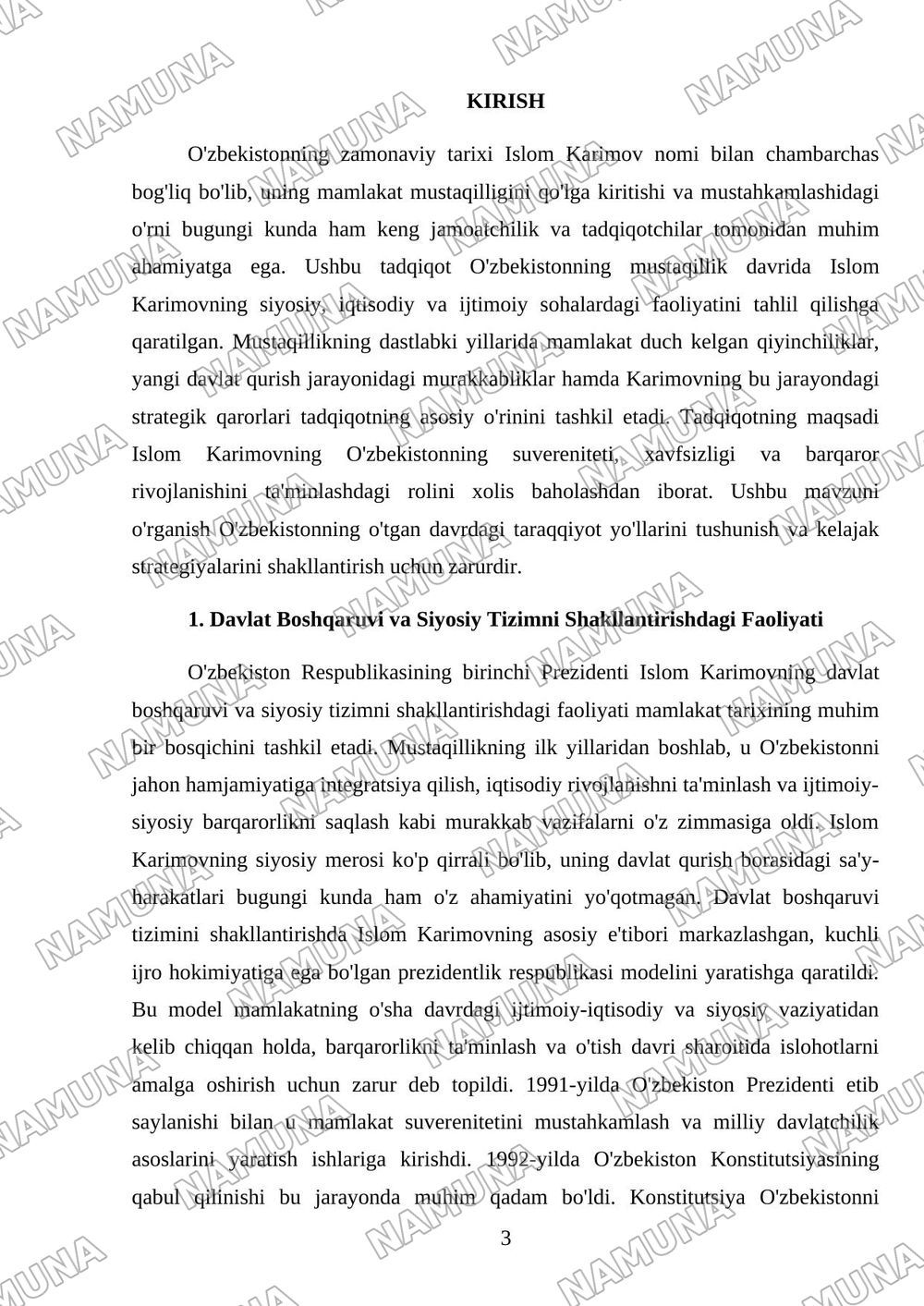 Islom Karimov — mustaqil ish, 3-varaq