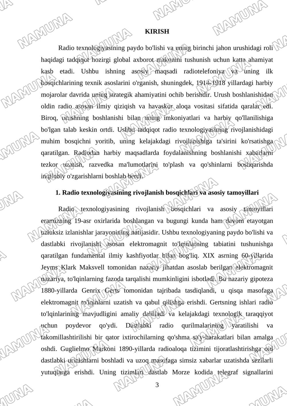 Radio va uning paydo boʻlishi 1jahon urishida unga boʻlgan talab — referat, 3-varaq