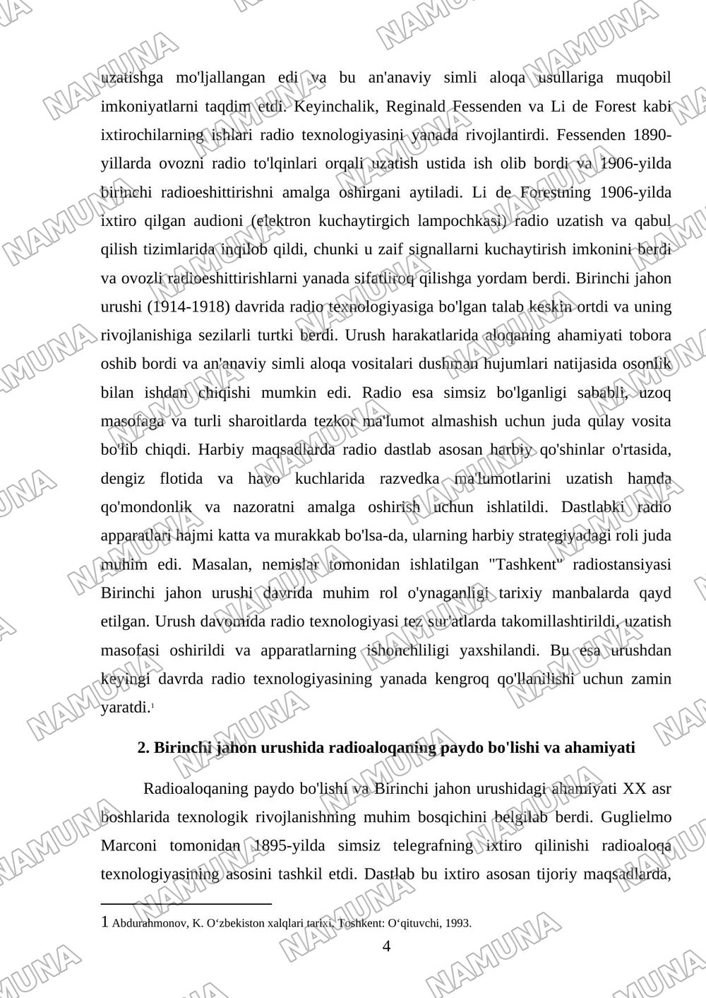 Radio va uning paydo boʻlishi 1jahon urishida unga boʻlgan talab — referat, 4-varaq