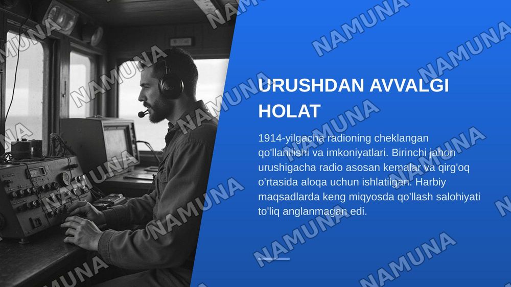 Radio va uning paydo boʻlishi 1jahon urishida unga boʻlgan talab — zamonaviy taqdimot, 7-slayd