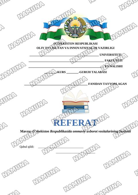 O'zbekiston Respublikasida ommaviy axborot vositalarining faoliyati — referat