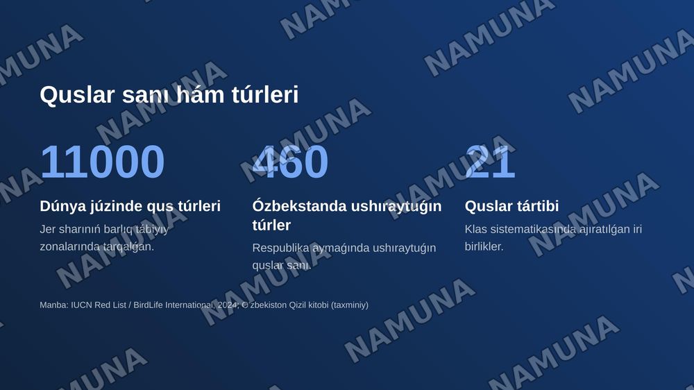 QUSLAR – AVES KLASÍ. QUSLARǴA TÁN ULÍWMAQÁSIYETLER. QUSLAR KLASÍ SISTEMATIKASÍ. — zamonaviy taqdimot, 8-slayd