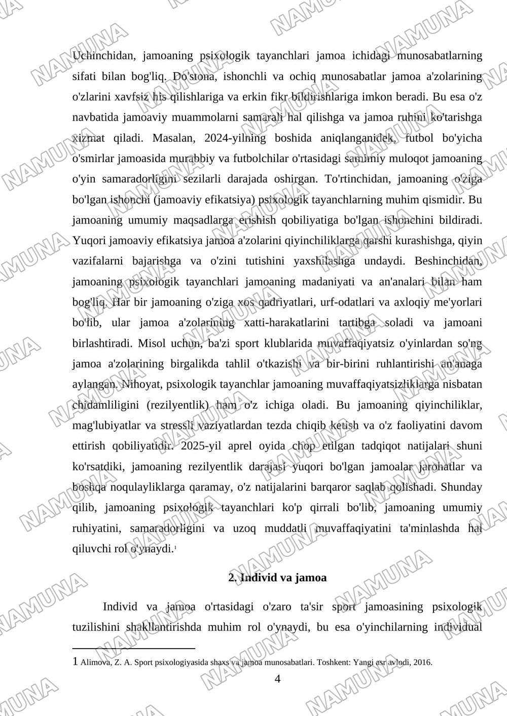 Sport jamoasini psixologik tuzilishining oʻziga xos xususiyati — referat, 4-varaq