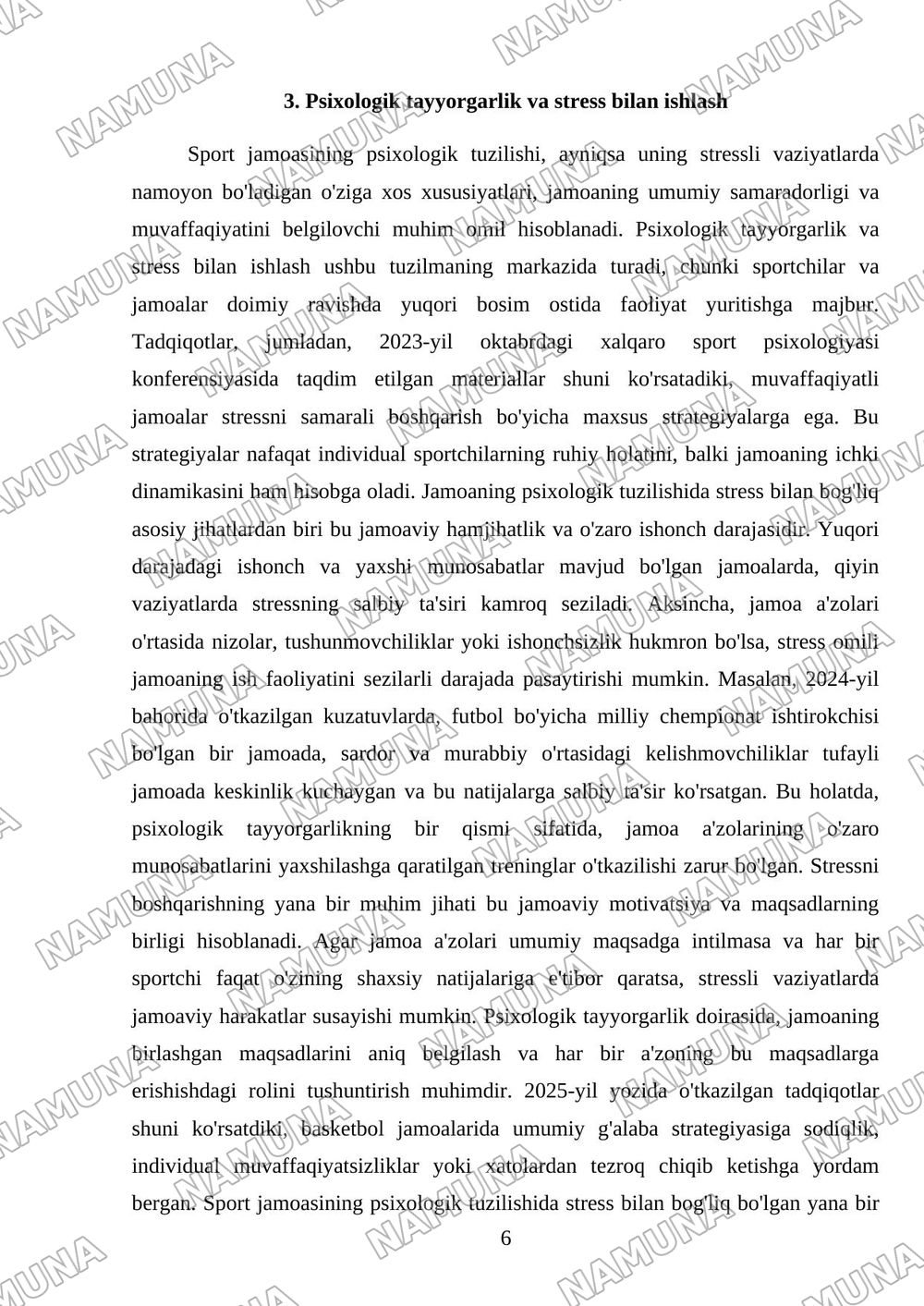 Sport jamoasini psixologik tuzilishining oʻziga xos xususiyati — referat, 6-varaq