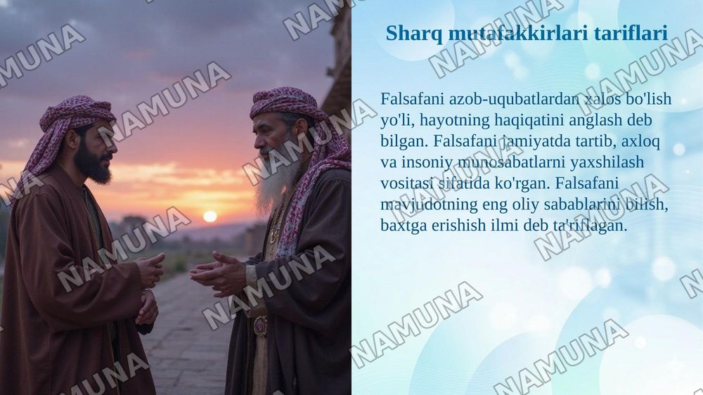 Falsafaning mohiyatiga oid sharq va g'arb mutafakkirlari tariflarini tasniflash — taqdimot, 6-slayd