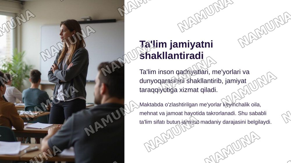 Ta'lim, jamiyat va madaniyat — zamonaviy taqdimot, 3-slayd