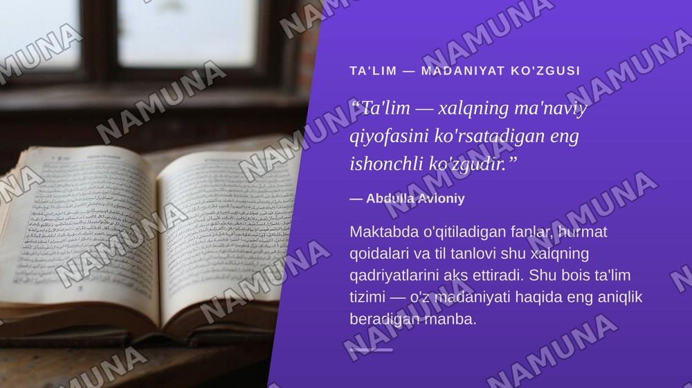 Ta'lim, jamiyat va madaniyat — zamonaviy taqdimot, 7-slayd