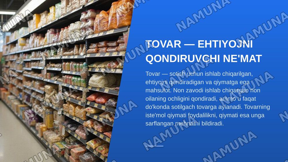 TOVAR VA PUL MUNUSABATLARI — zamonaviy taqdimot, 4-slayd