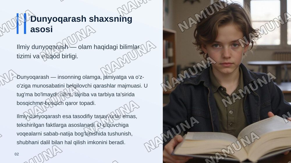 O'quvchilarning ilmiy dunyoqarashini shakllantirish va aqliy tarbiya — zamonaviy taqdimot, 3-slayd