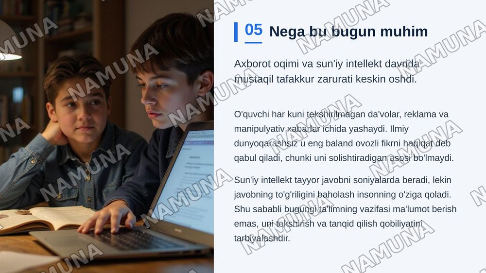 O'quvchilarning ilmiy dunyoqarashini shakllantirish va aqliy tarbiya — zamonaviy taqdimot, 6-slayd