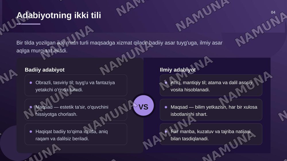 Adabiyotning umumiy xususiyatlari — zamonaviy taqdimot, 5-slayd