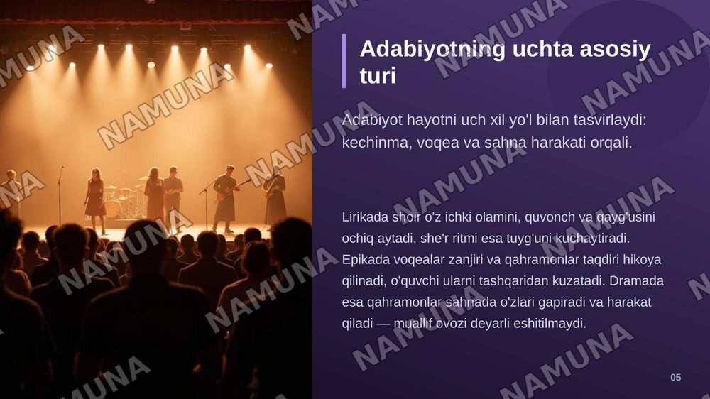 Adabiyotning umumiy xususiyatlari — zamonaviy taqdimot, 6-slayd
