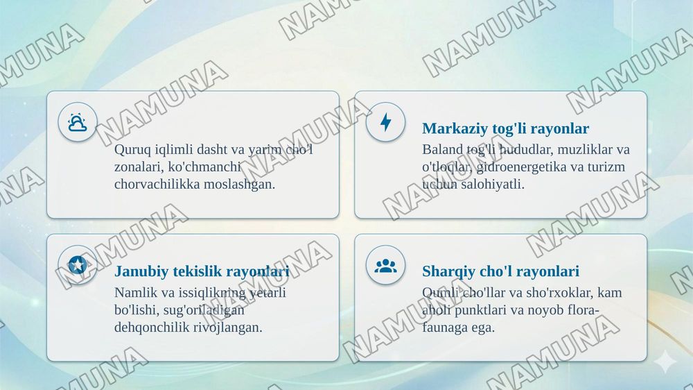 Oʻrta Osiyoni tabiiy geografik rayonlashtirish — taqdimot, 5-slayd