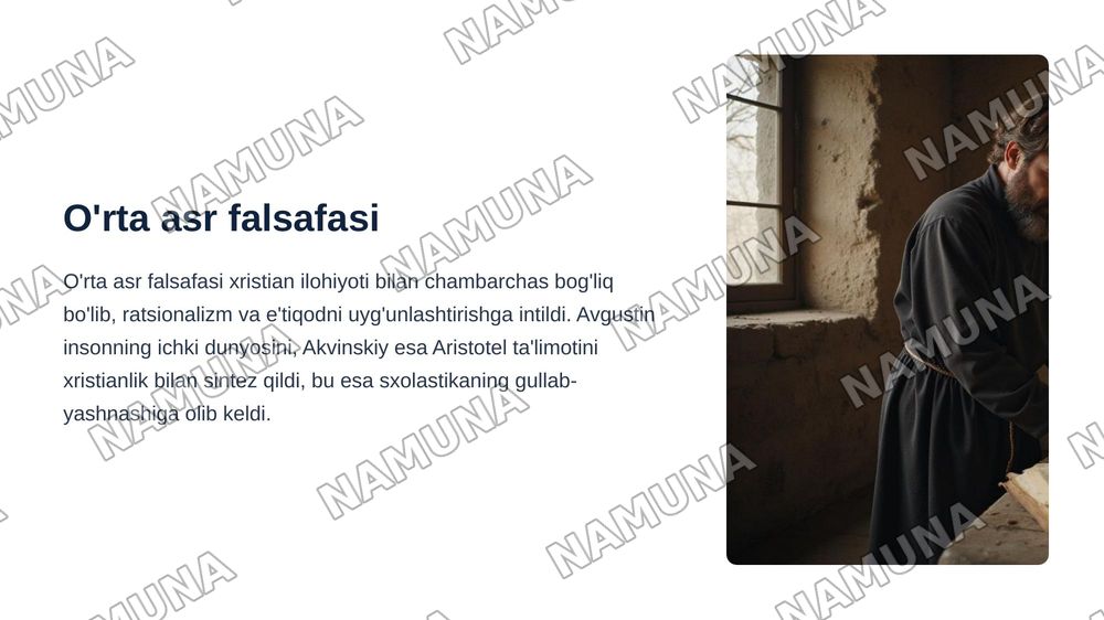FALSAFIY TAFAKKUR
TARAQQIYOT BOSQICHLARI
G'ARB FALSAFASI — zamonaviy taqdimot, 5-slayd