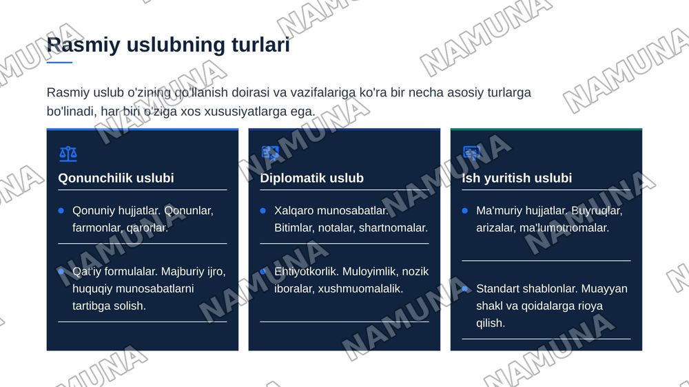 Rasmiy uslub va uning asosiy xususiyatlari — zamonaviy taqdimot, 6-slayd