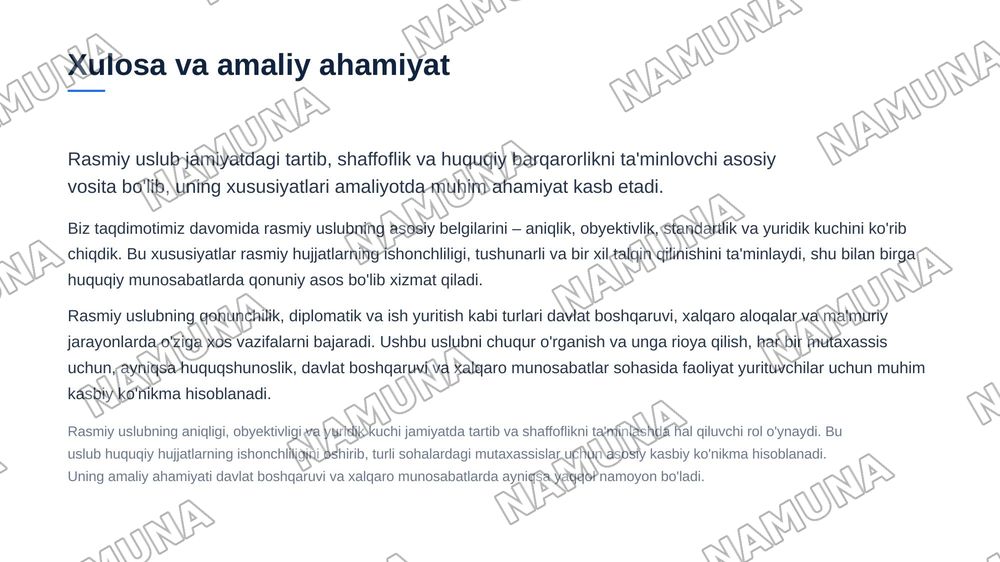 Rasmiy uslub va uning asosiy xususiyatlari — zamonaviy taqdimot, 7-slayd