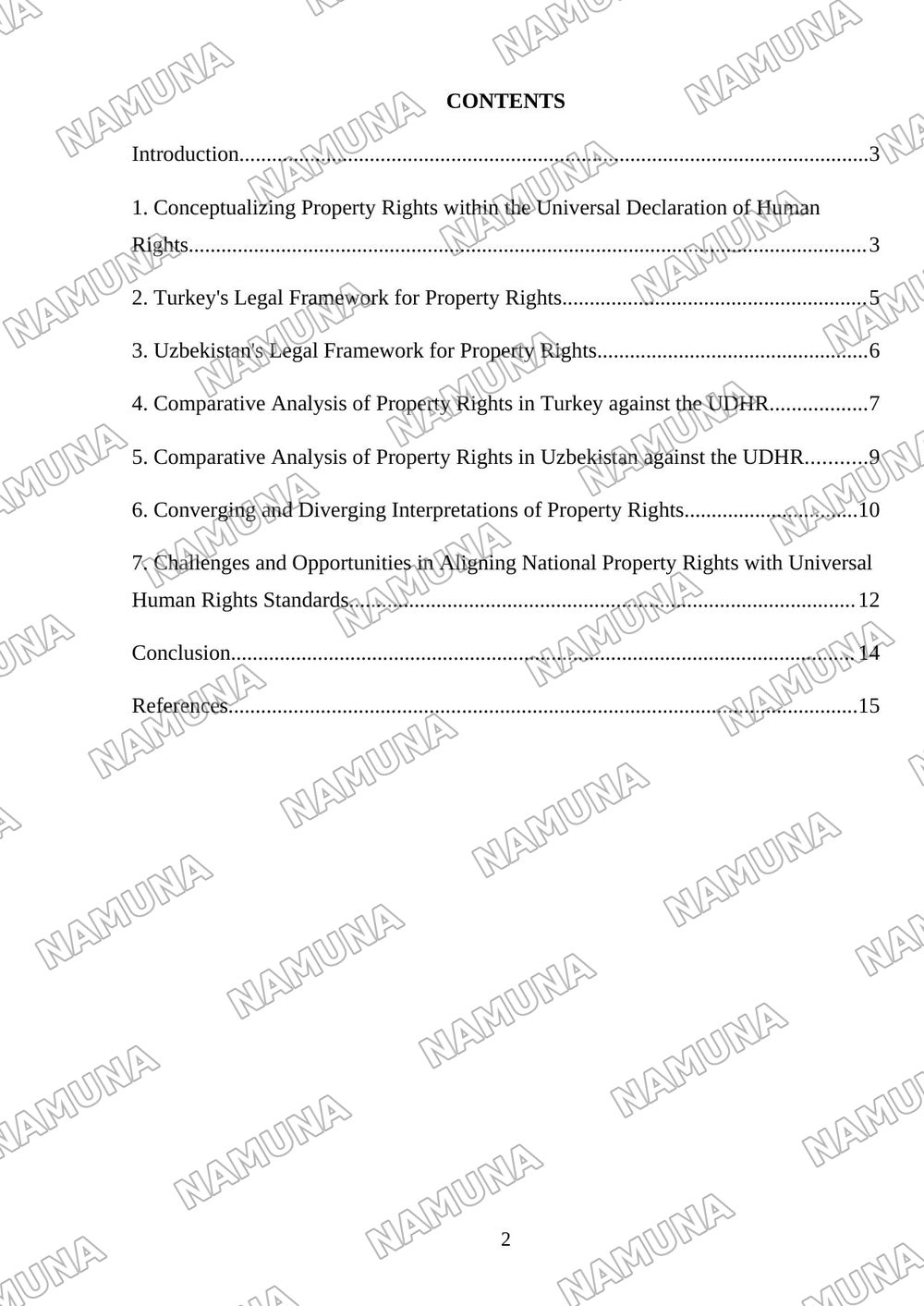 The Universal Declaration of Human Rights and Property Rights: A Comparison Between Turkey and Uzbekistan — mustaqil ish, 2-varaq