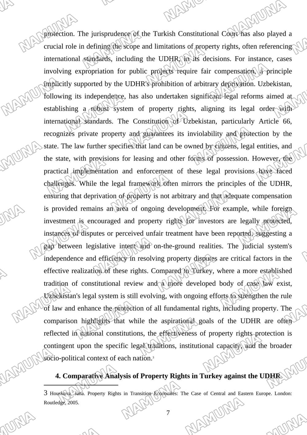 The Universal Declaration of Human Rights and Property Rights: A Comparison Between Turkey and Uzbekistan — mustaqil ish, 7-varaq