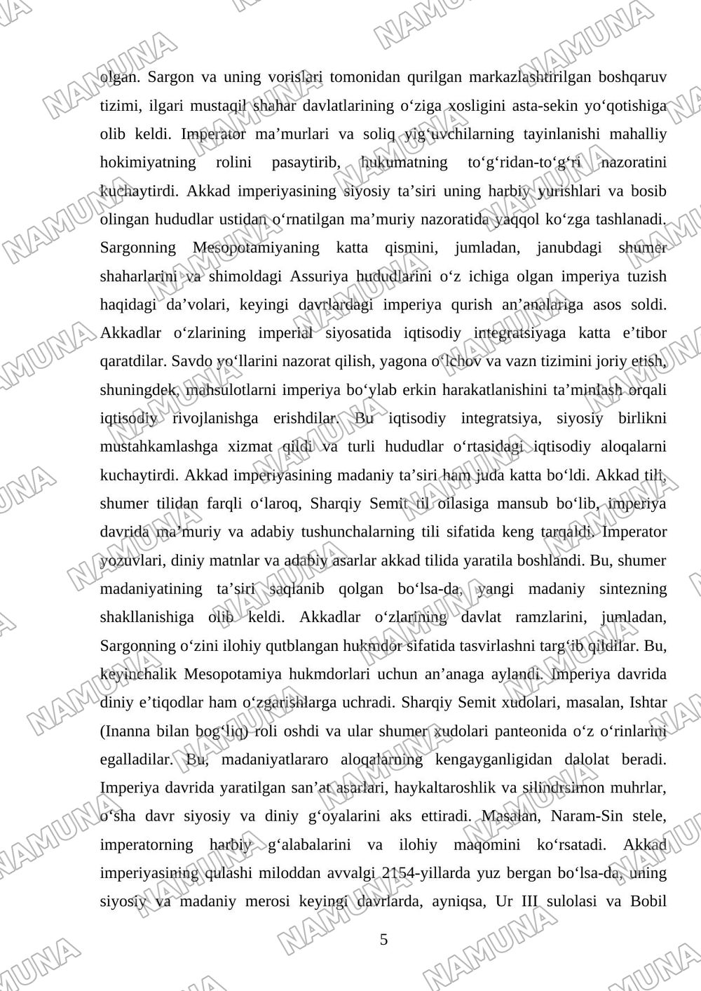 Qadimgi mesopatamiya — mustaqil ish, 5-varaq