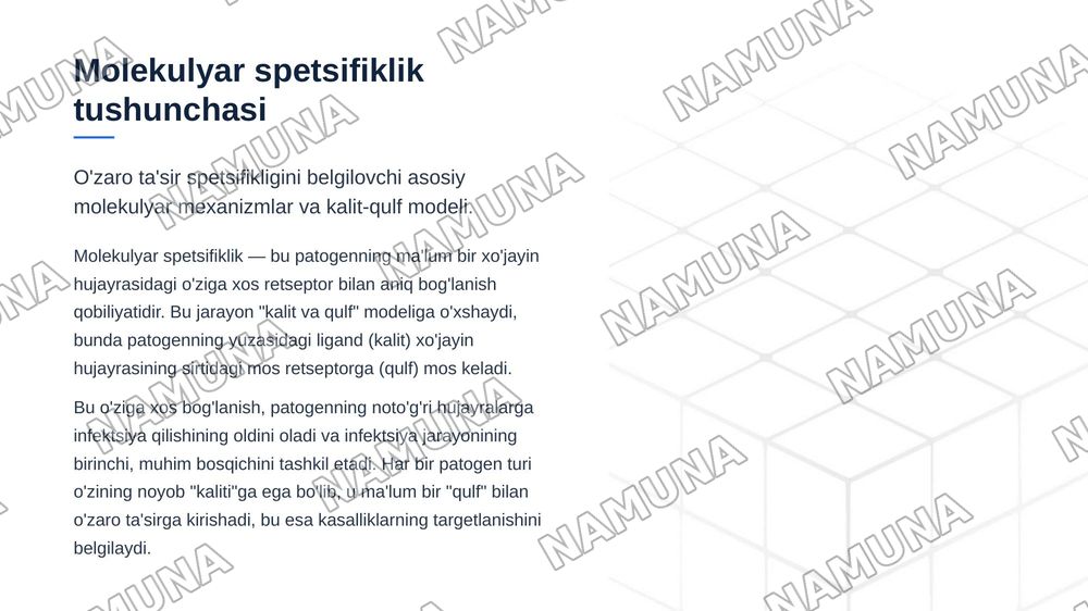 "Patogen-xo'jayin", "virus-hujayra", va"bakteriofag-bakterial hujayra"o'zaro ta'siriningmolekulyar spetsifikligi — zamonaviy taqdimot, 4-slayd