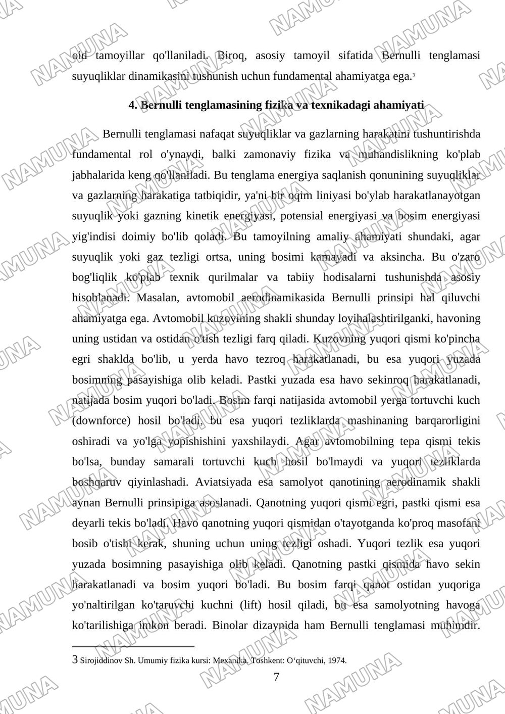 Suyuqlik oqimi. Uzluksizlik tenglamasi. Bernulli tenglamasi — referat, 7-varaq