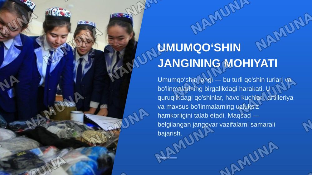 Zamonaviy umumqo‘shin jangi asoslari. — zamonaviy taqdimot, 4-slayd