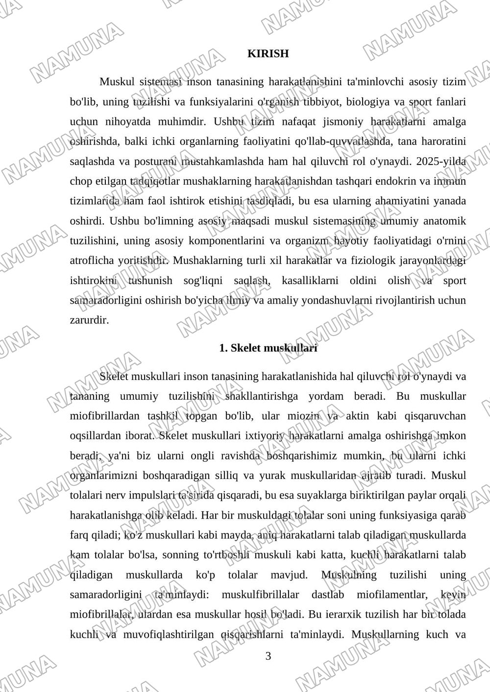 Muskul sistemasi va tuzilishi — mustaqil ish, 3-varaq
