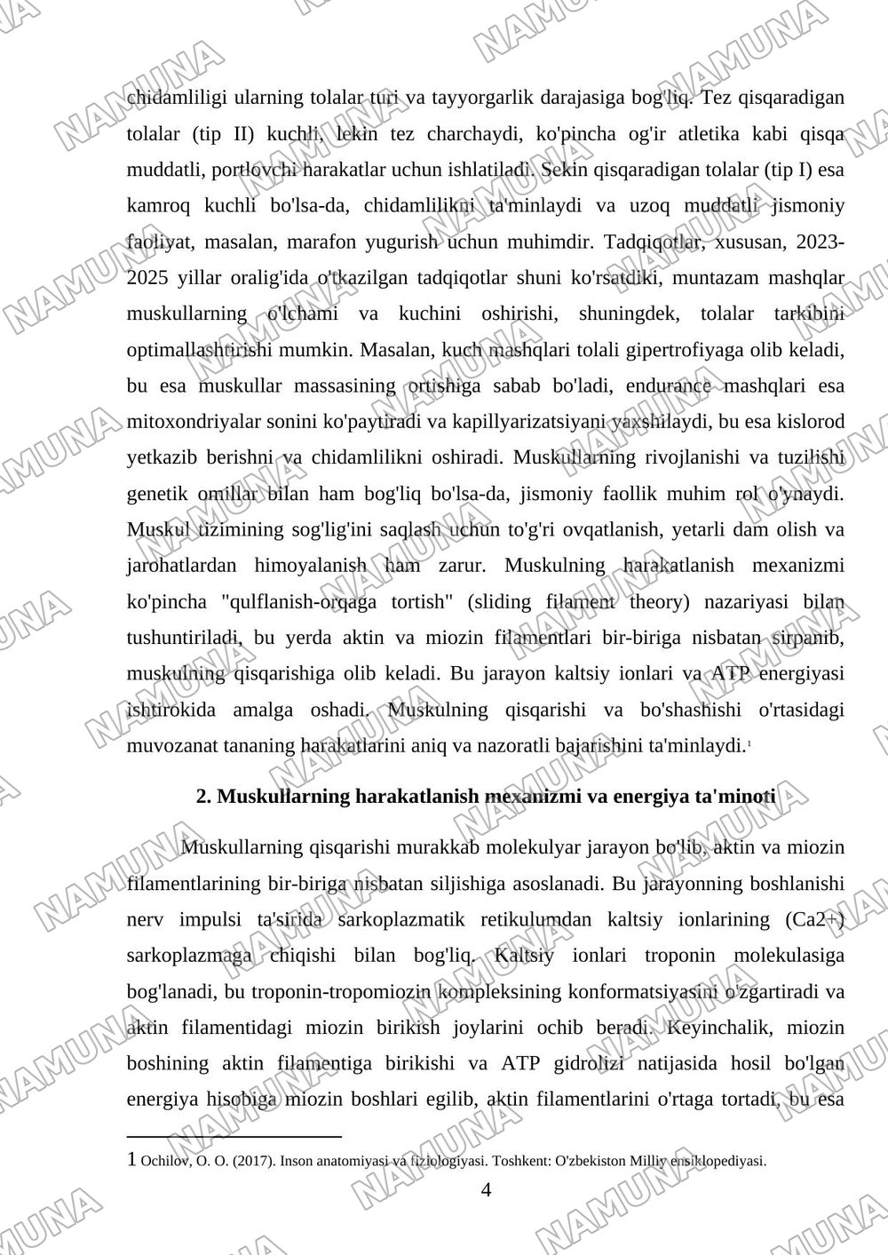 Muskul sistemasi va tuzilishi — mustaqil ish, 4-varaq